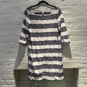 Lilly Pulitzer Medium blue pink white cotton fish dress
